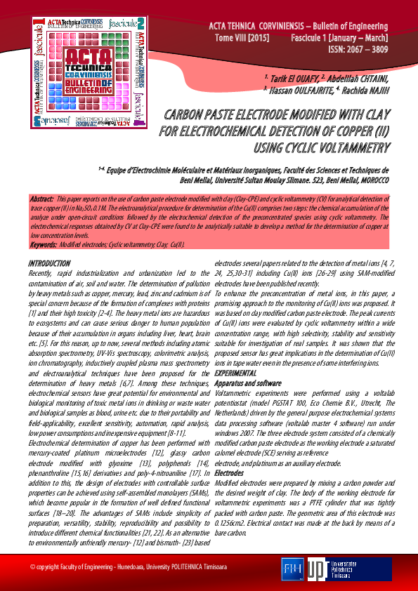 (PDF) Carbon Paste Electrode Modified with Clay for Electrochemical ...