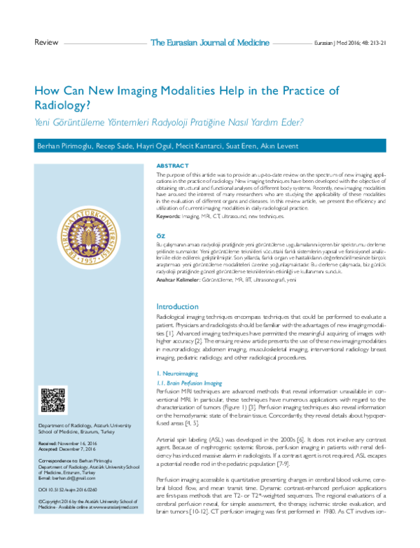 (PDF) How Can New Imaging Modalities Help in the Practice of Radiology?