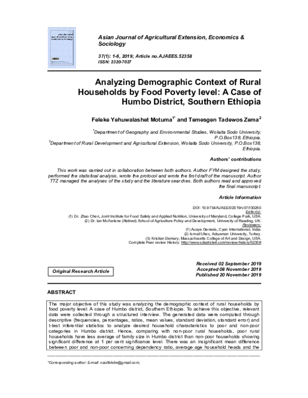 (PDF) Rural Households’ Vulnerability to Poverty in Ethiopia