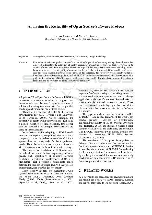 (PDF) Analysing the Reliability of Open Source Software Projects
