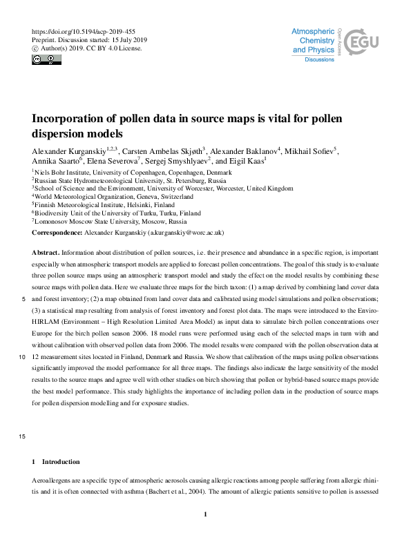 (PDF) Incorporation of pollen data in source maps is vital for pollen ...