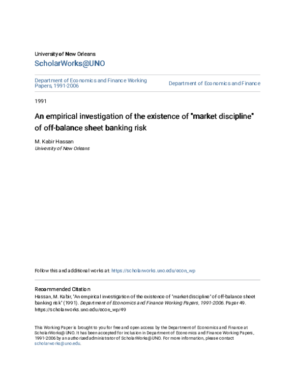 (PDF) An empirical investigation of the existence of market discipline ...