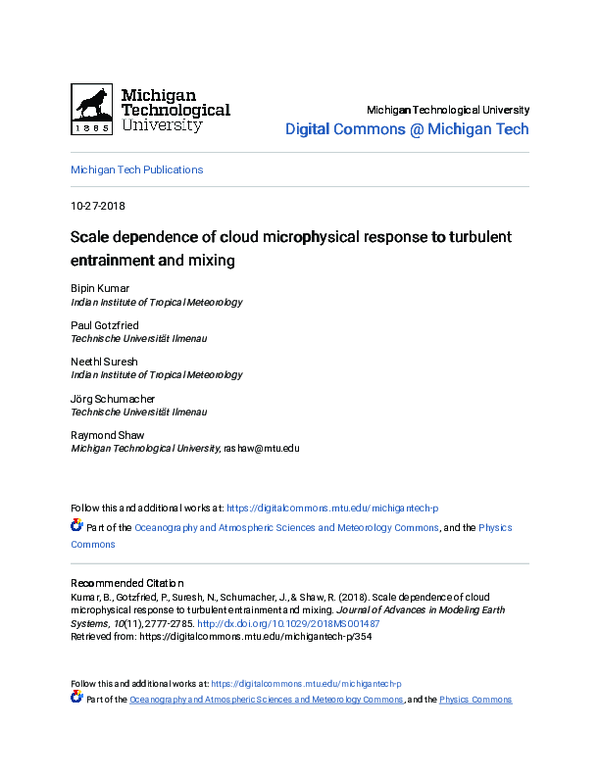 (PDF) Scale Dependence of Cloud Microphysical Response to Turbulent ...