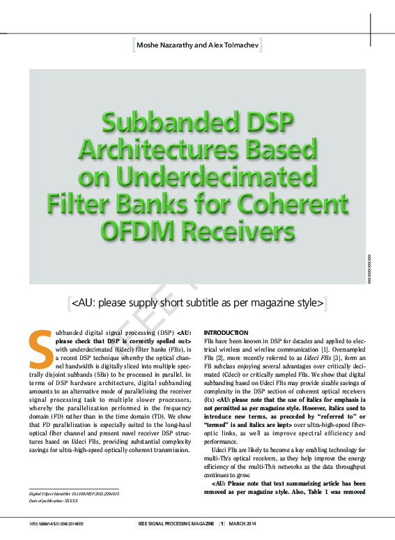 (PDF) Subbanded DSP Architectures Based on Underdecimated Filter Banks ...