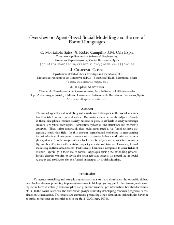 (PDF) Formal Languages for Computer Simulation