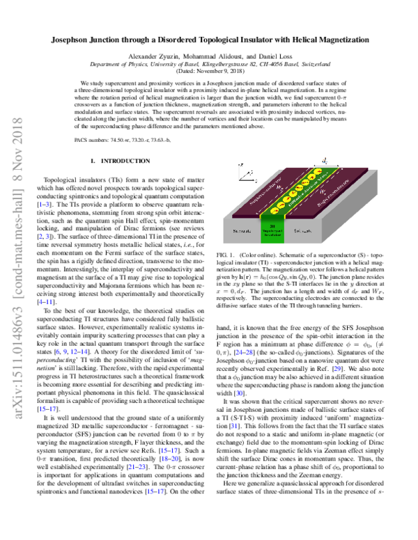 (PDF) Josephson junction through a disordered topological insulator ...