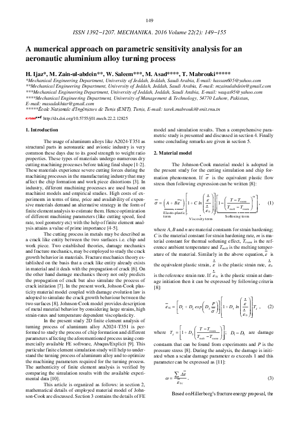 (PDF) A numerical approach on parametric sensitivity analysis for an ...