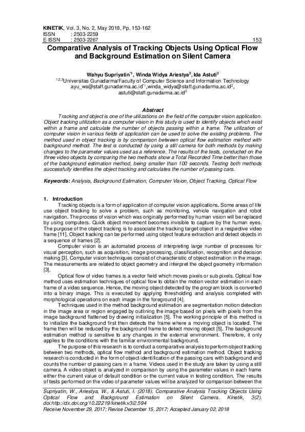 (PDF) Comparative Analysis of Tracking Objects Using Optical Flow and ...