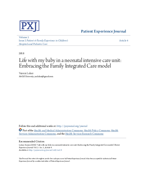 (PDF) Life with my baby in a neonatal intensive care unit: Embracing ...