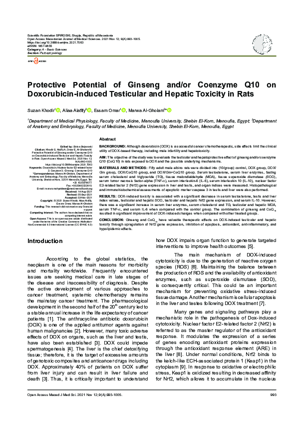 (PDF) Protective Potential of Ginseng and/or Coenzyme Q10 on ...