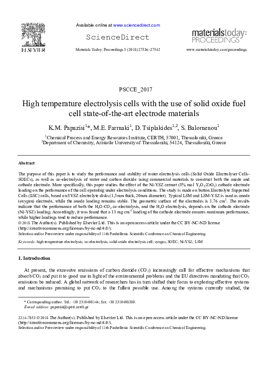 (PDF) High temperature electrolysis cells with the use of solid oxide ...