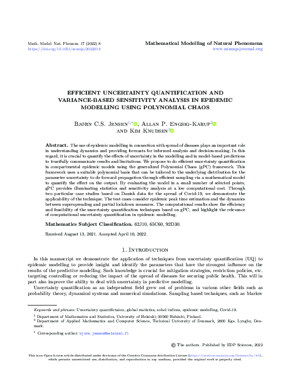 (PDF) Efficient Uncertainty Quantification and Variance-Based ...