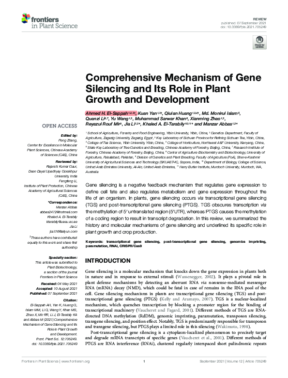 (PDF) Comprehensive Mechanism of Gene Silencing and Its Role in Plant ...