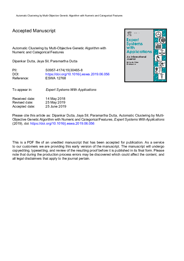 (PDF) Automatic clustering by multi-objective genetic algorithm with ...