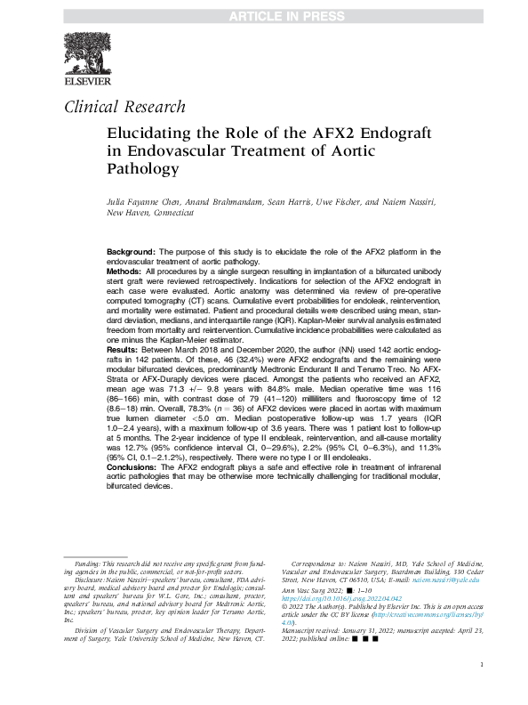 (PDF) Elucidating the Role of the AFX2 Endograft in Endovascular ...