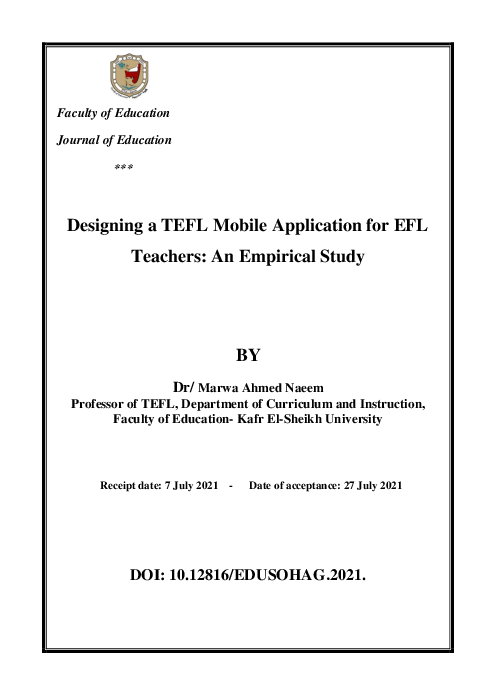 (PDF) Designing a TEFL Mobile Application for EFL Teachers: An ...