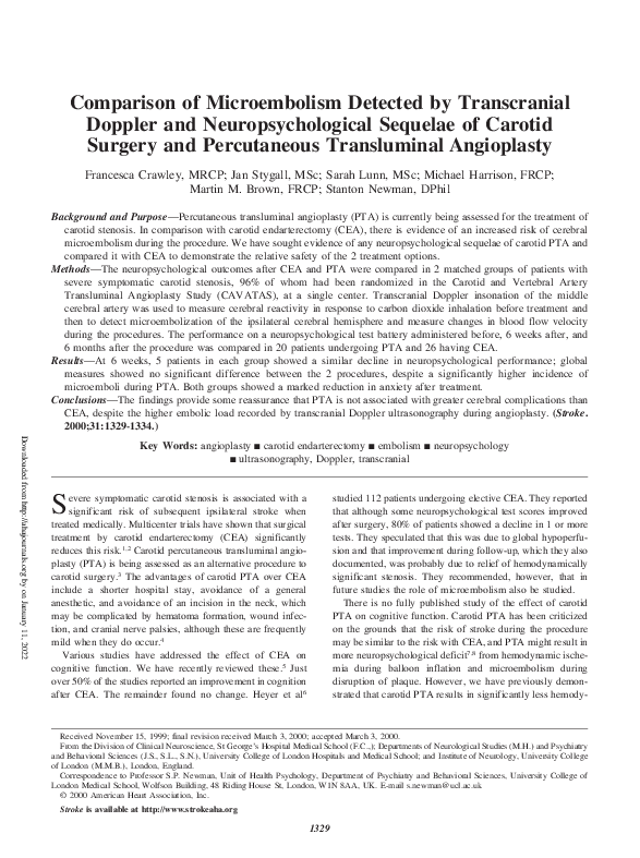 (PDF) Comparison of Microembolism Detected by Transcranial