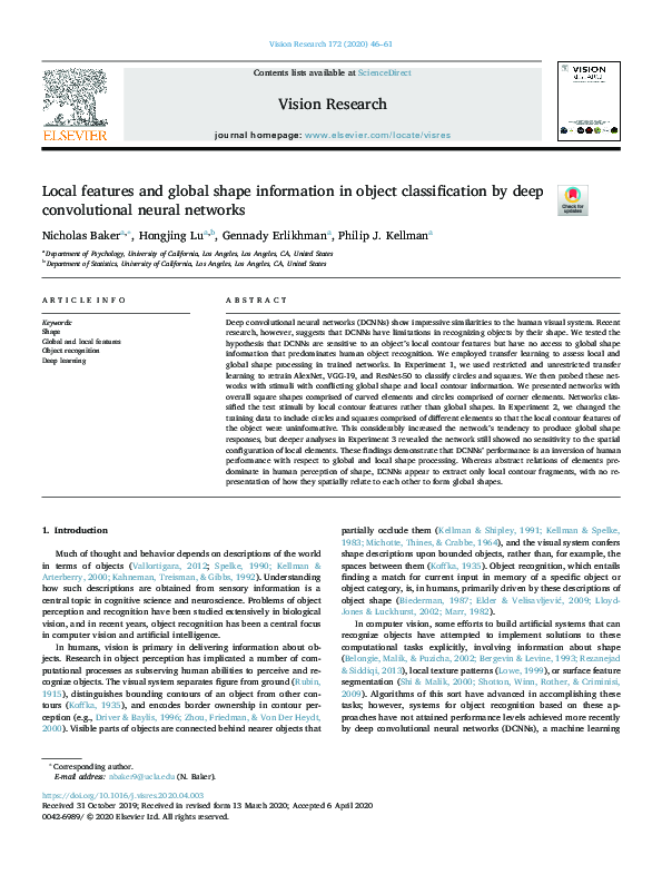 (PDF) Local features and global shape information in object ...