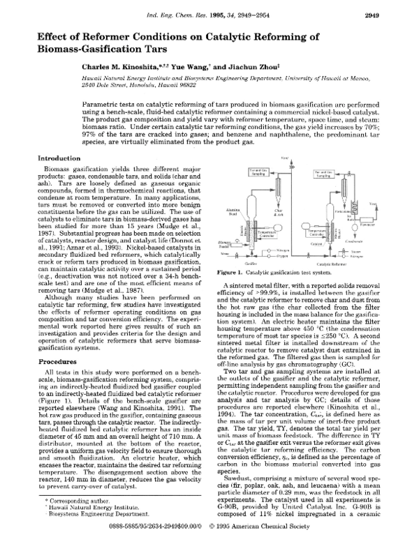 (PDF) Effect of Reformer Conditions on Catalytic Reforming of Biomass ...