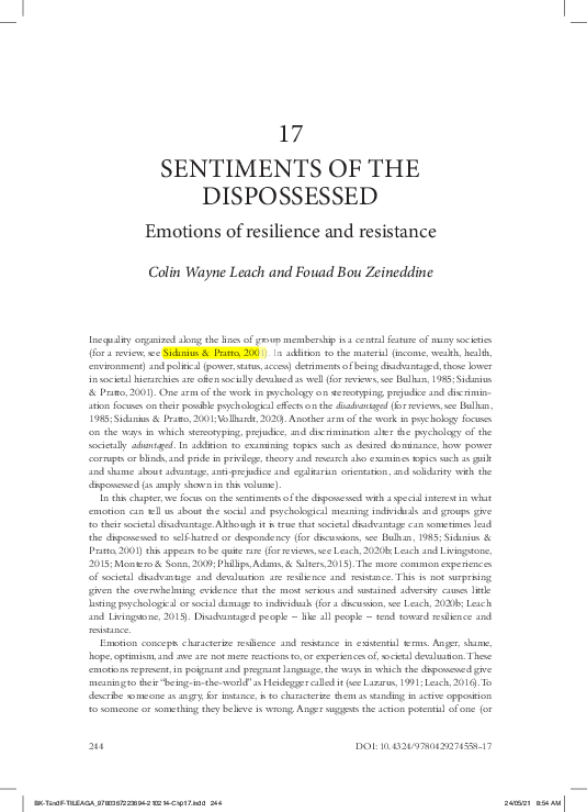(PDF) Sentiments of the Dispossessed: Emotions of Resilience and Resistance