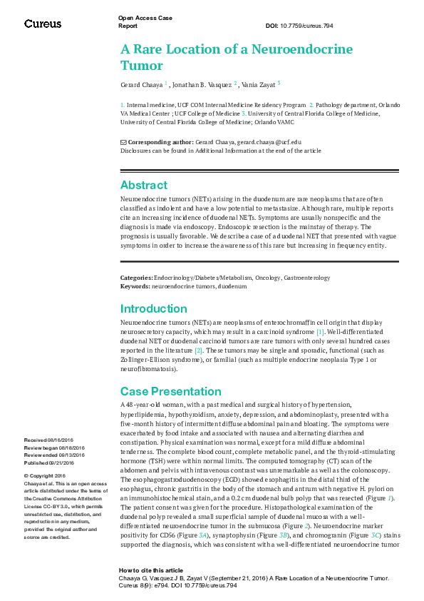 (PDF) A Rare Location of a Neuroendocrine Tumor