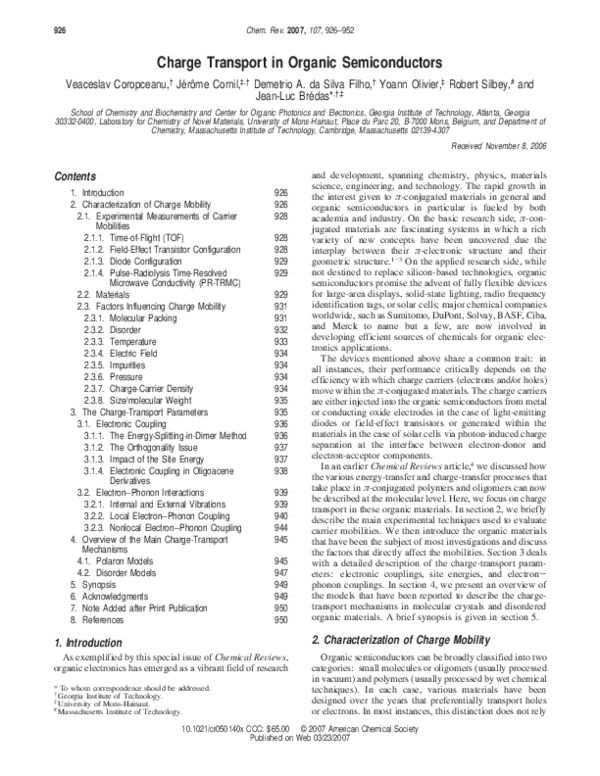 (PDF) Charge Transport in Organic Semiconductors
