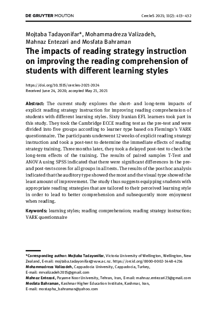 (PDF) The impacts of reading strategy instruction on improving the ...