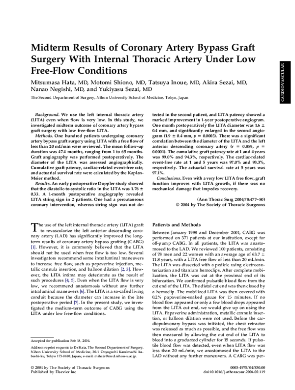 (PDF) Midterm results of coronary artery bypass graft surgery with ...