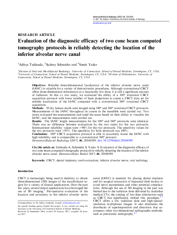 (PDF) Evaluation of the diagnostic efficacy of two cone beam computed ...
