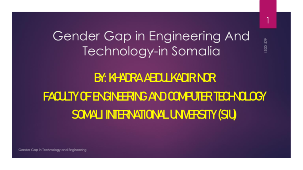 (PDF) Gender Gap in Engineering And Technology-in Somalia