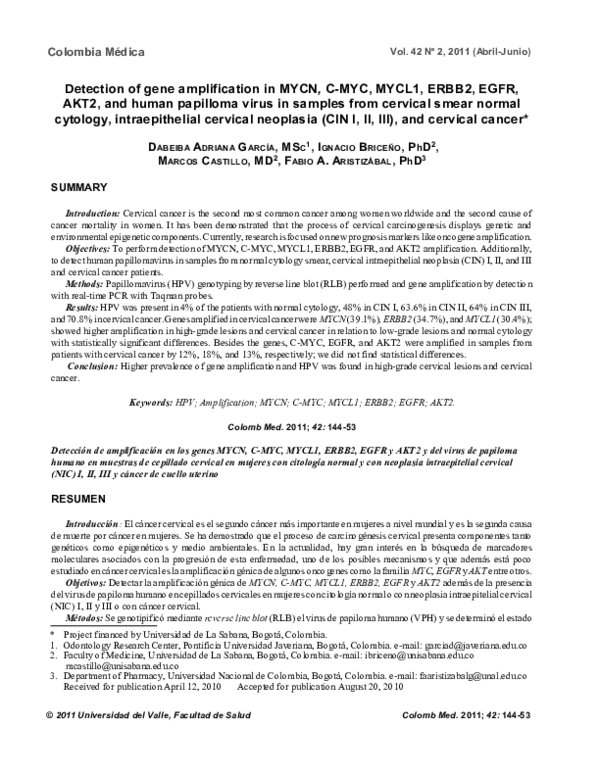 (PDF) Detection of gene amplification in MYCN, C-MYC, MYCL1, ERBB2 ...