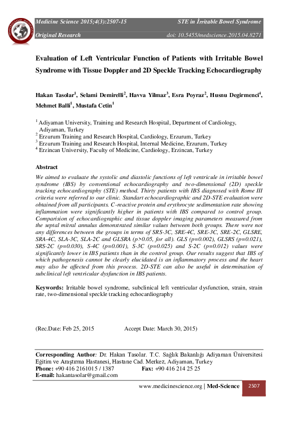 (PDF) Evaluation of Left Ventricular Function of Patients with ...
