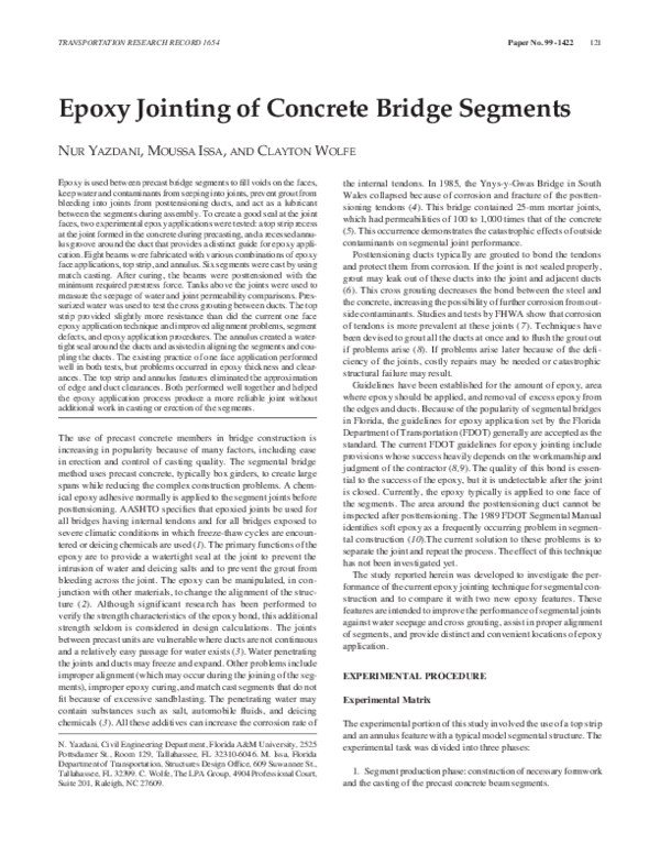 (PDF) Epoxy Jointing of Concrete Bridge Segments