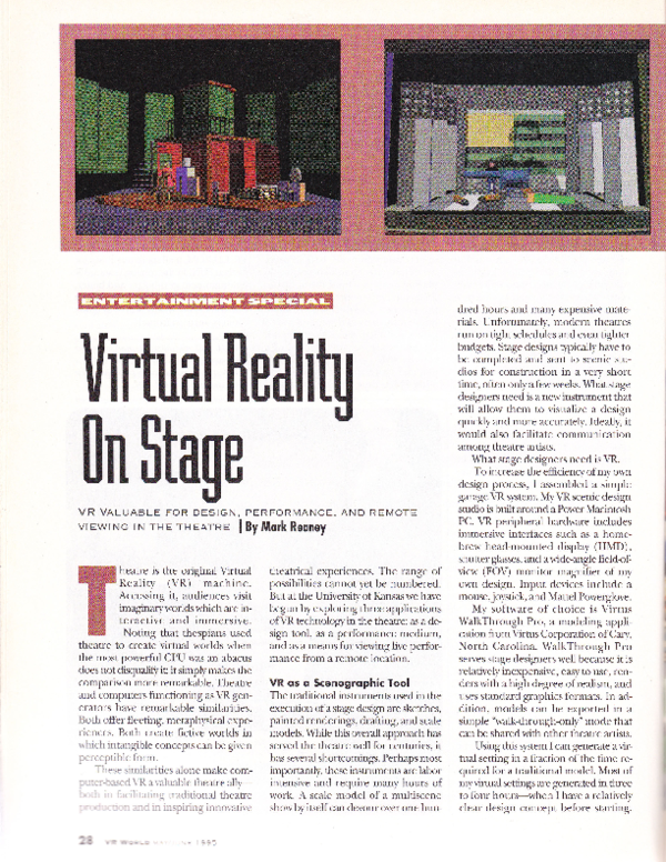 (PDF) Virtual Reality on Stage