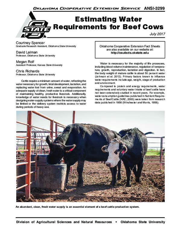 (PDF) Estimating water requirements for beef cows