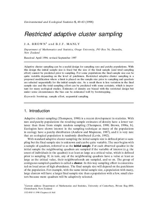 (PDF) Restricted adaptive cluster sampling