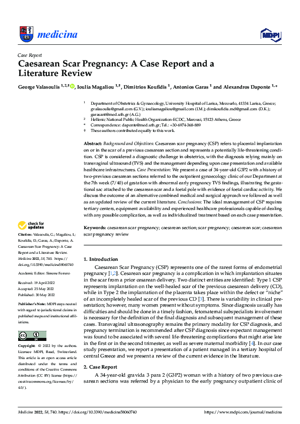 (PDF) Caesarean Scar Pregnancy: A Case Report and a Literature Review