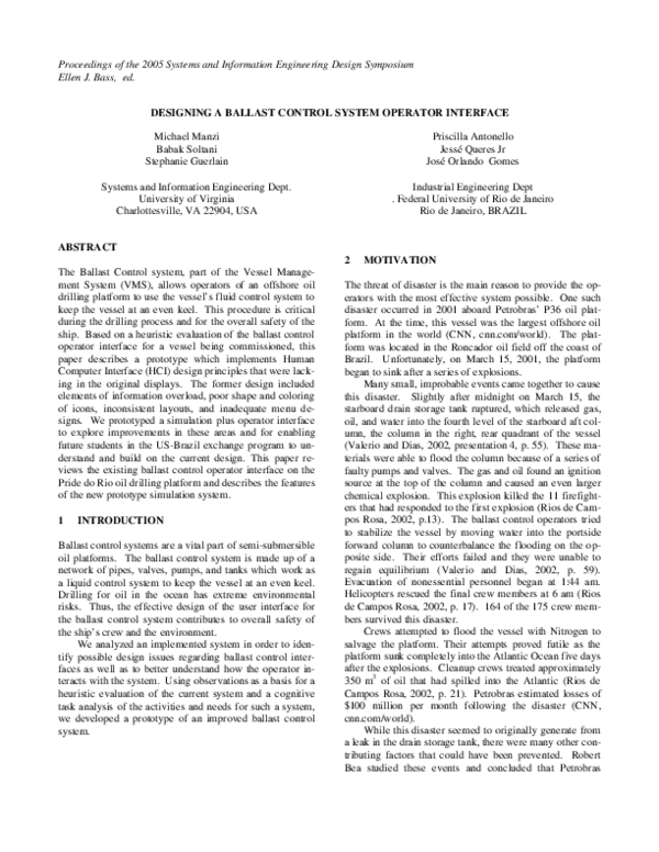 (PDF) Designing a ballast control system operator interface Jose Orlando Gomes Academia.edu
