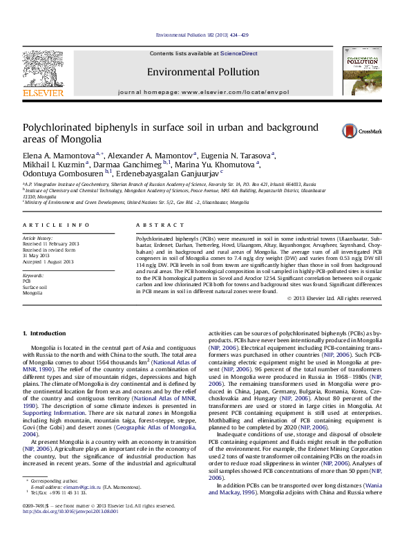 (PDF) Polychlorinated biphenyls in surface soil in urban and background ...