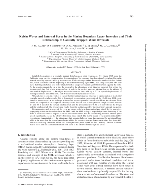 (PDF) Kelvin Waves and Internal Bores in the Marine Boundary Layer ...