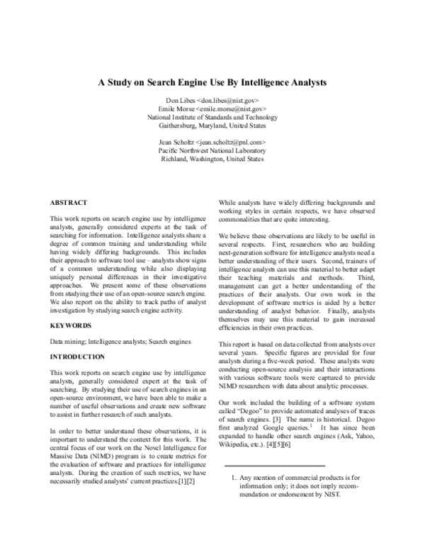 (PDF) A Study on Search Engine Use By Intelligence Analysts