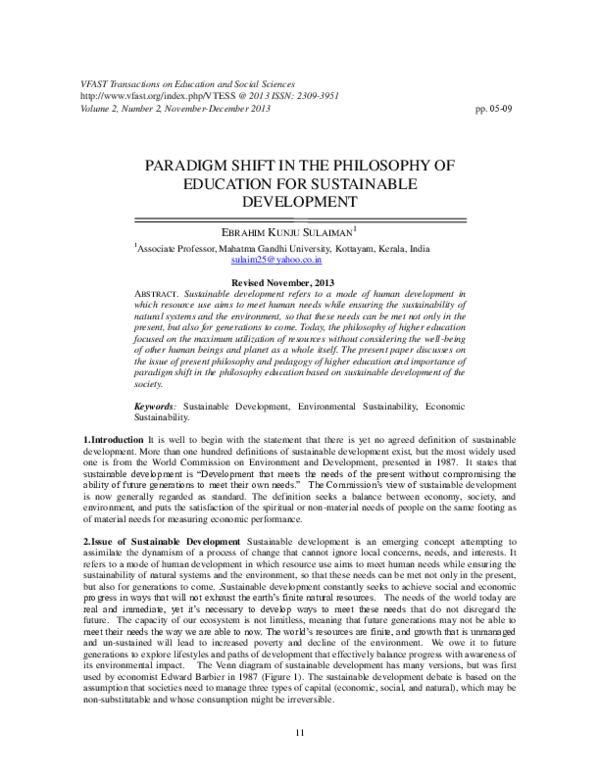 (PDF) Paradigm Shift In The Philosophy Of Education For Sustainable ...