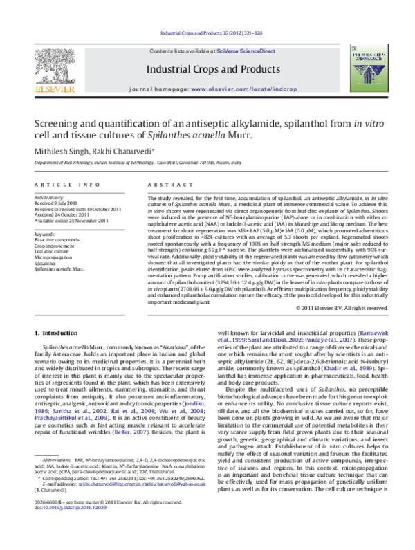 (PDF) Screening and quantification of an antiseptic alkylamide ...