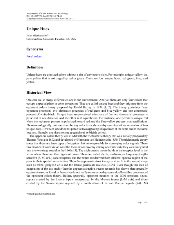 (PDF) Unique hues