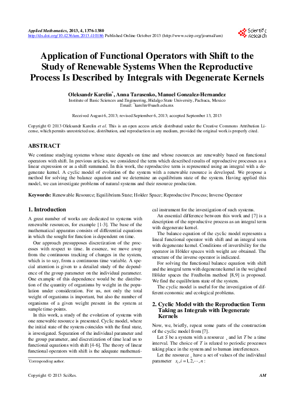 (PDF) Application of Functional Operators with Shift to the Study of ...
