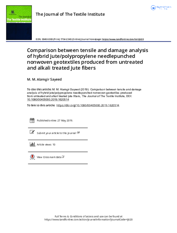 (PDF) Comparison between tensile and damage analysis of hybrid jute ...