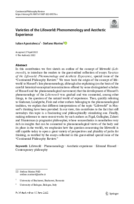 (PDF) Varieties of the Lifeworld: Phenomenology and Aesthetic Experience