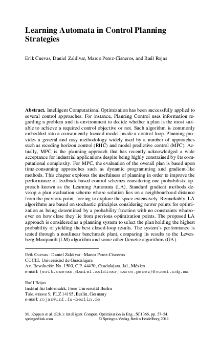 (PDF) Learning Automata in Control Planning Strategies