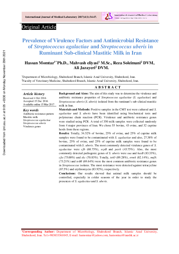 (PDF) Prevalence of Virulence Factors and Antimicrobial Resistance of ...