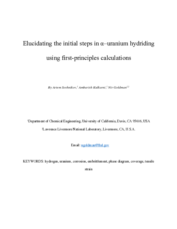 (PDF) Elucidating the initial steps in {\alpha}-uranium hydriding using ...
